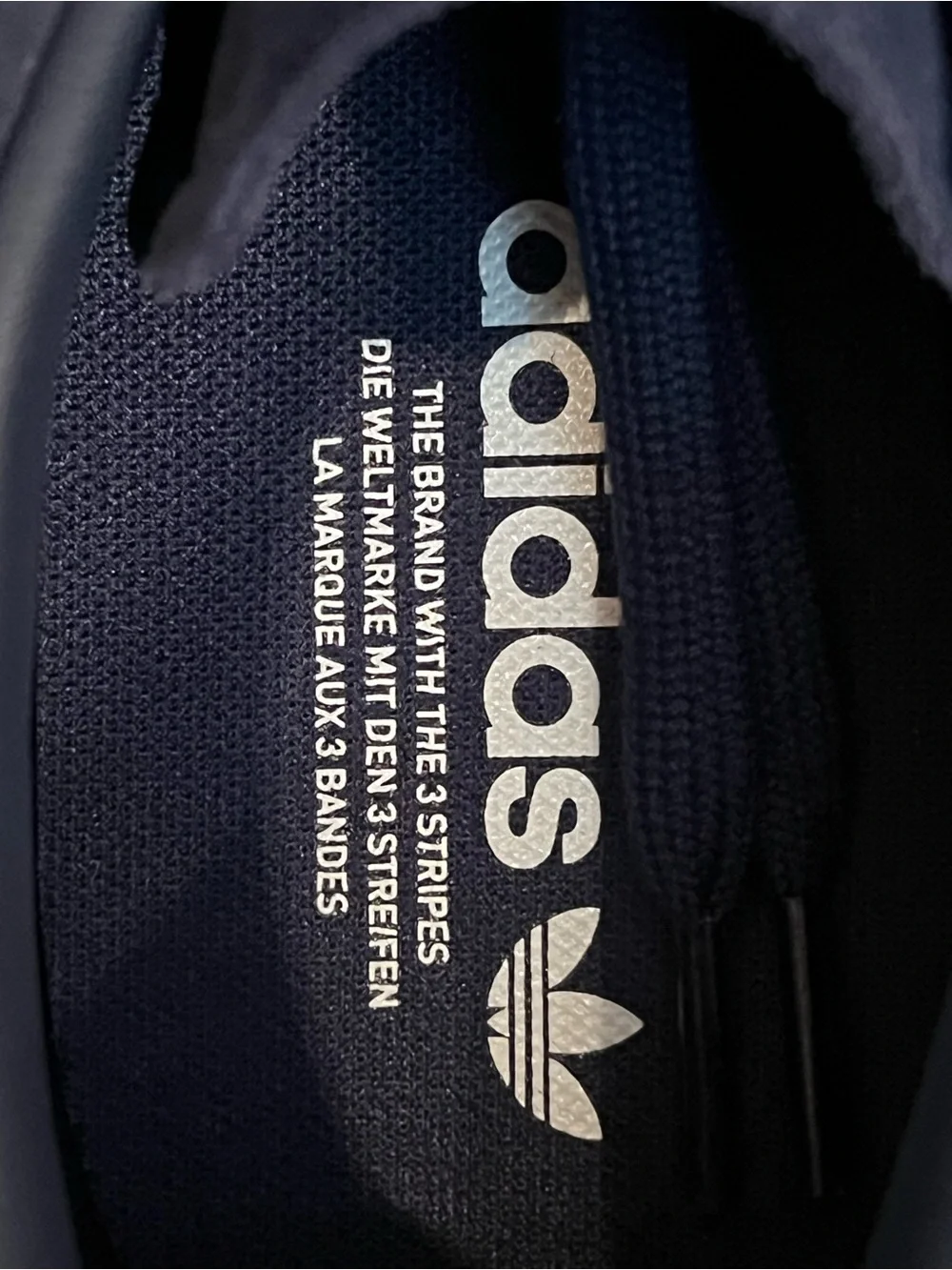 adidas Navy STADT Suede Sneakers with Light Blue Stripes and Gum Sole 10.5M